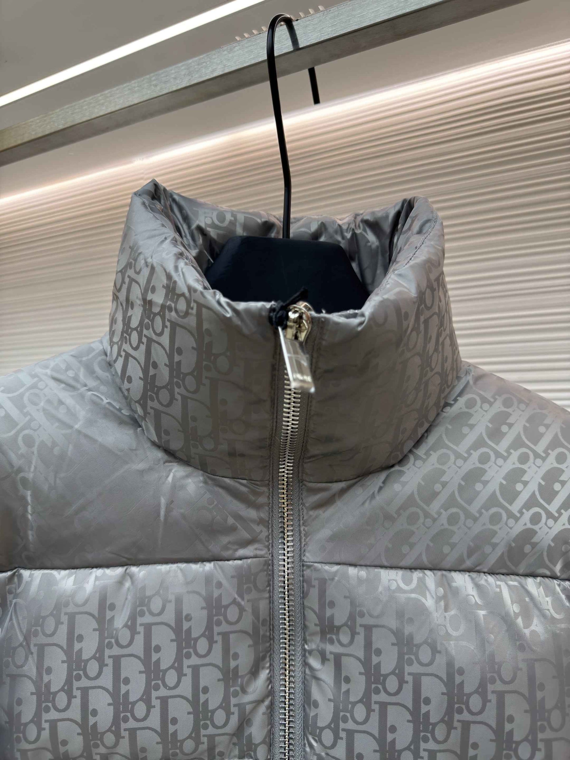 Dior Oblique Grey Technical Jacquard Down Jacket
