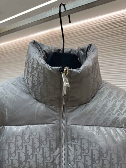 Dior Oblique Grey Technical Jacquard Down Jacket