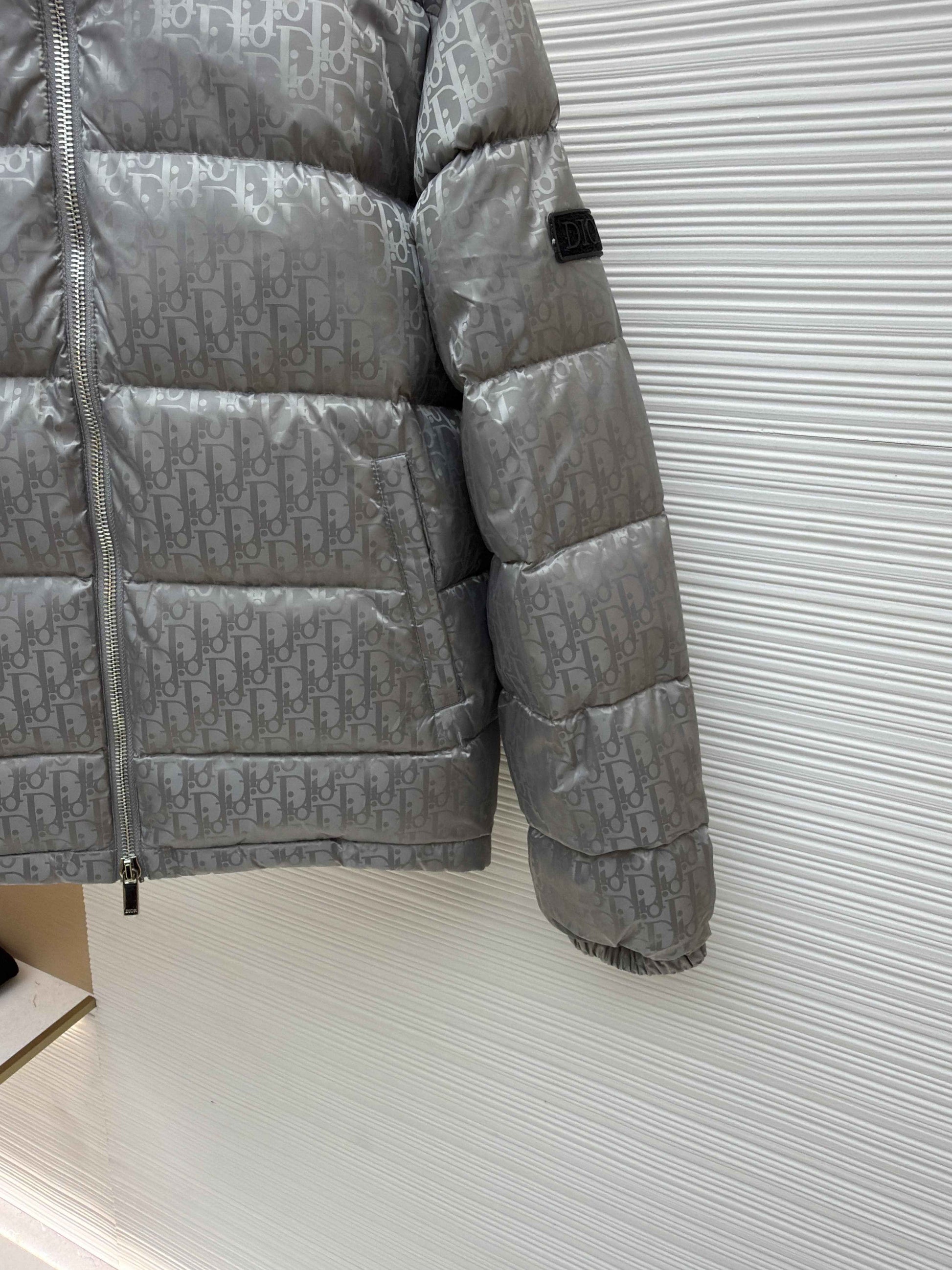 Dior Oblique Grey Technical Jacquard Down Jacket