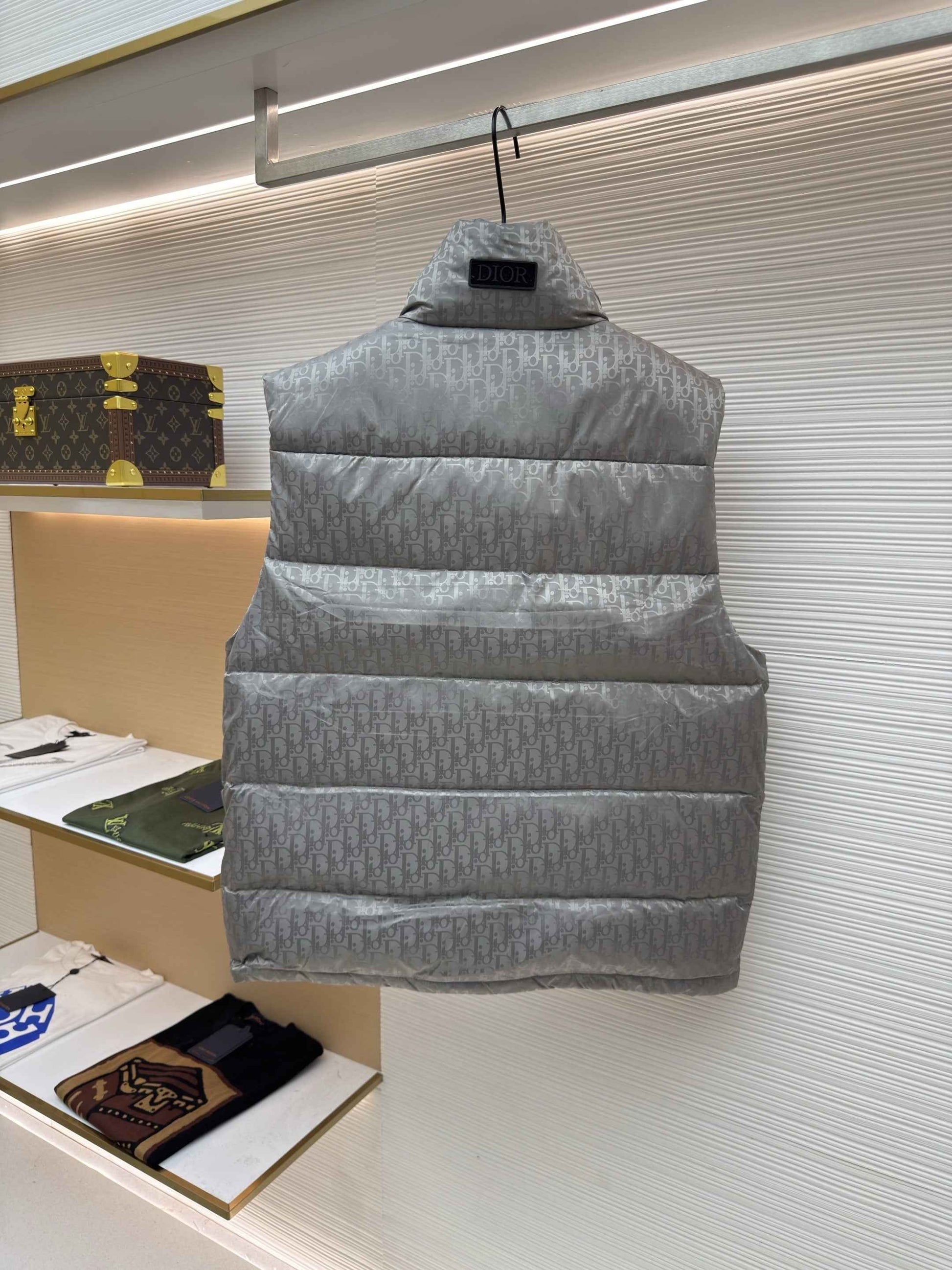 Dior Oblique Grey Technical Jacquard Down Vest