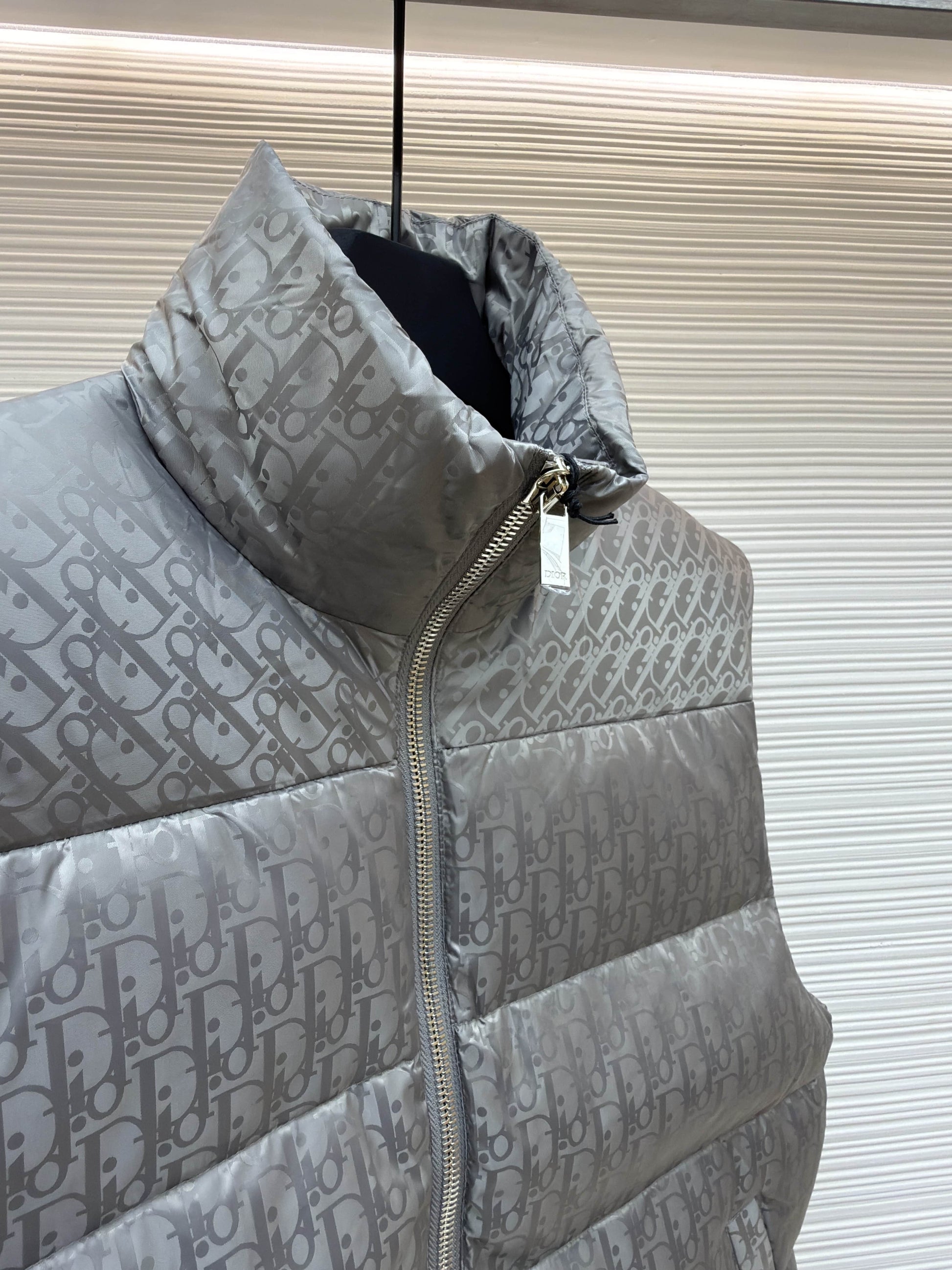 Dior Oblique Grey Technical Jacquard Down Vest - Wolvess