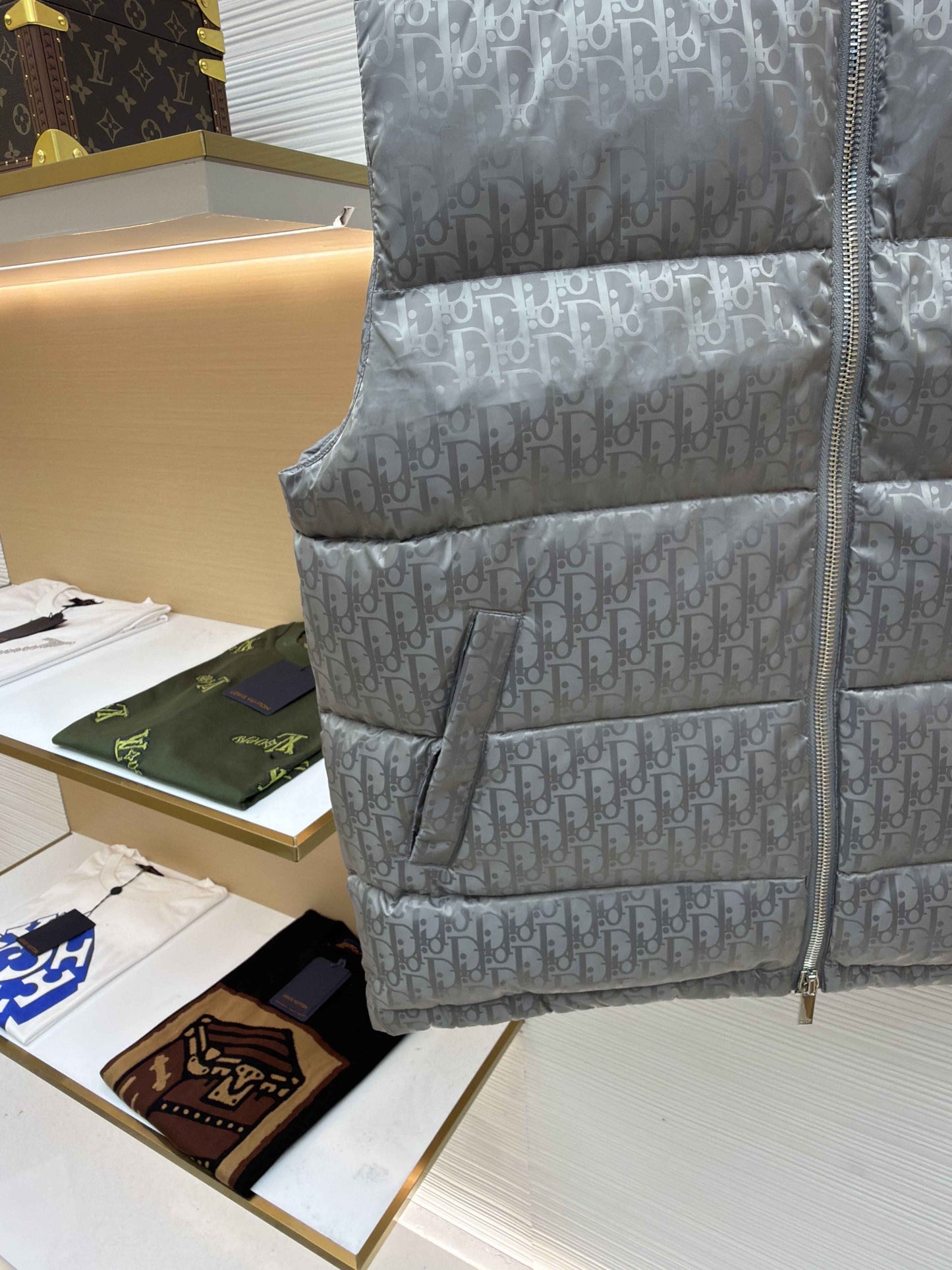 Dior Oblique Grey Technical Jacquard Down Vest