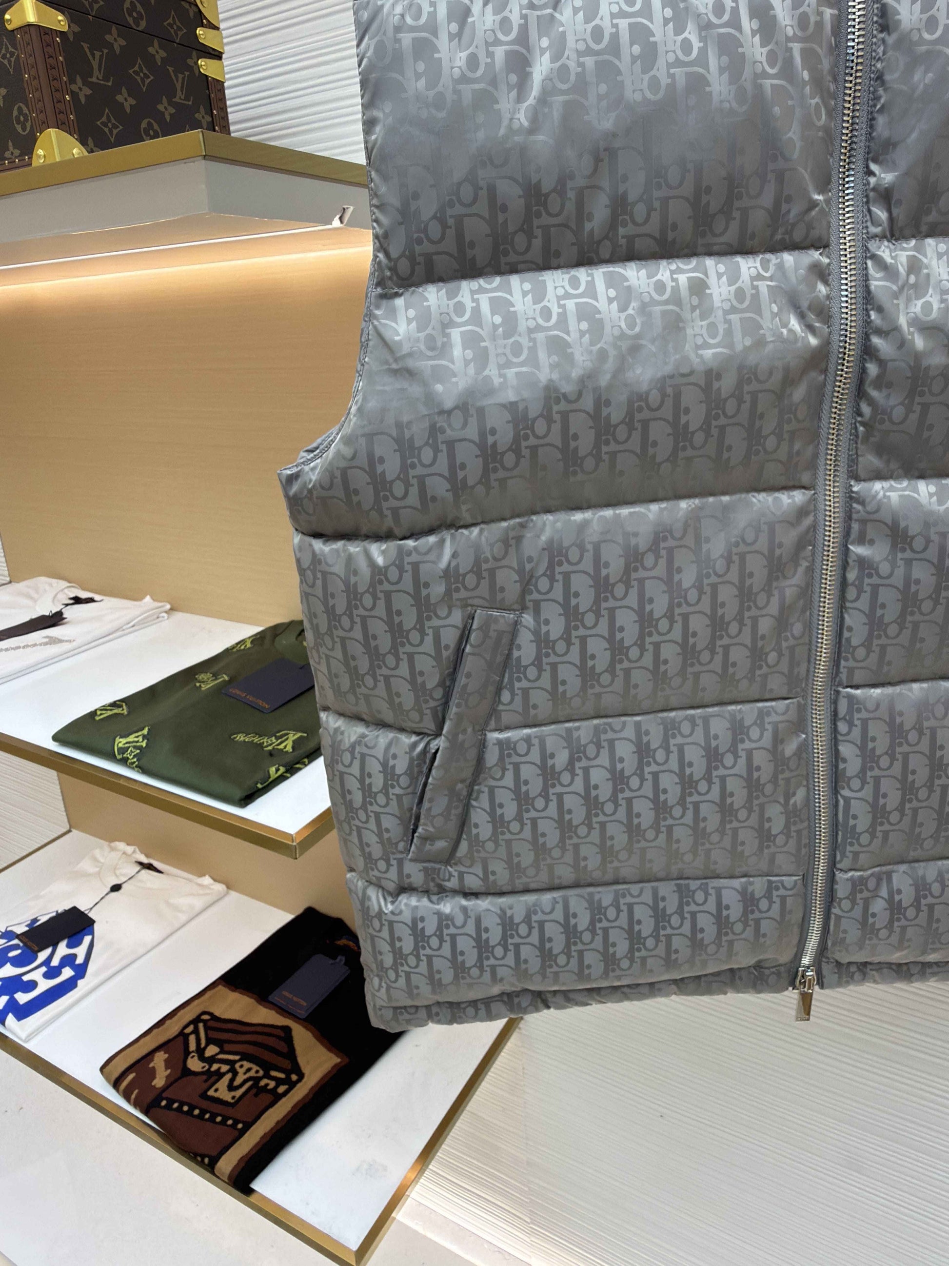 Dior Oblique Grey Technical Jacquard Down Vest