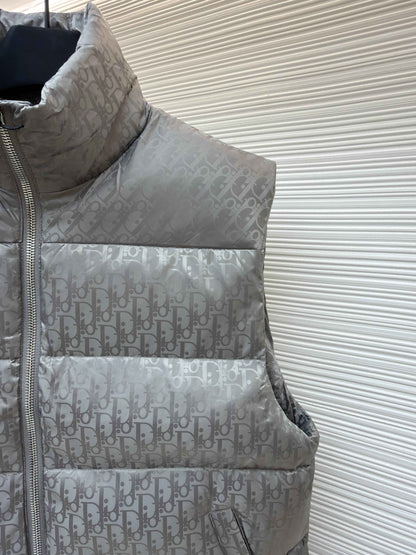Dior Oblique Grey Technical Jacquard Down Vest