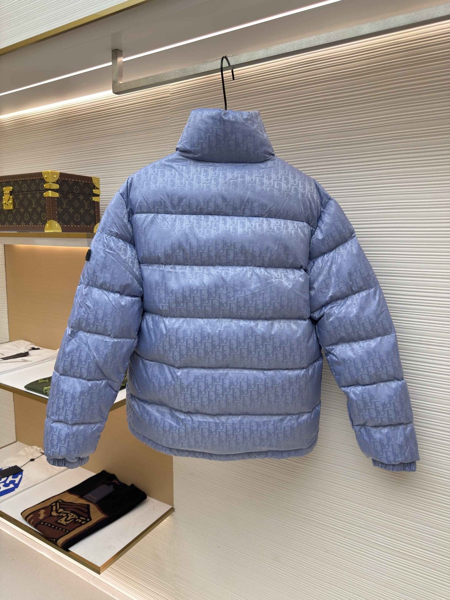 Dior Oblique Light Blue Technical Jacquard Down Jacket