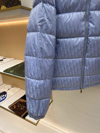 Dior Oblique Light Blue Technical Jacquard Down Jacket
