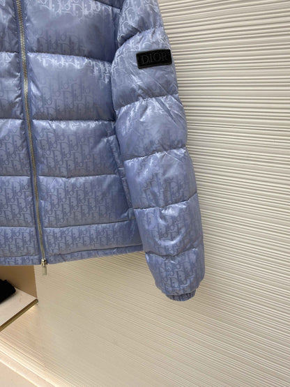 Dior Oblique Light Blue Technical Jacquard Down Jacket