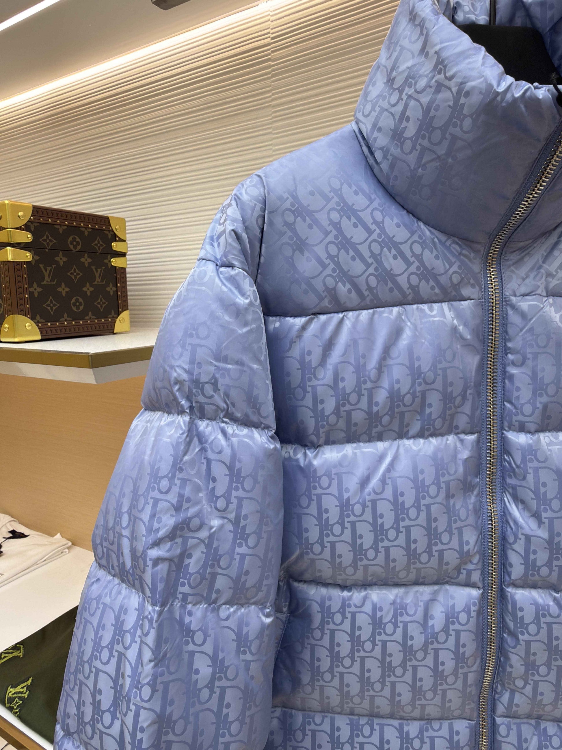 Dior Oblique Light Blue Technical Jacquard Down Jacket