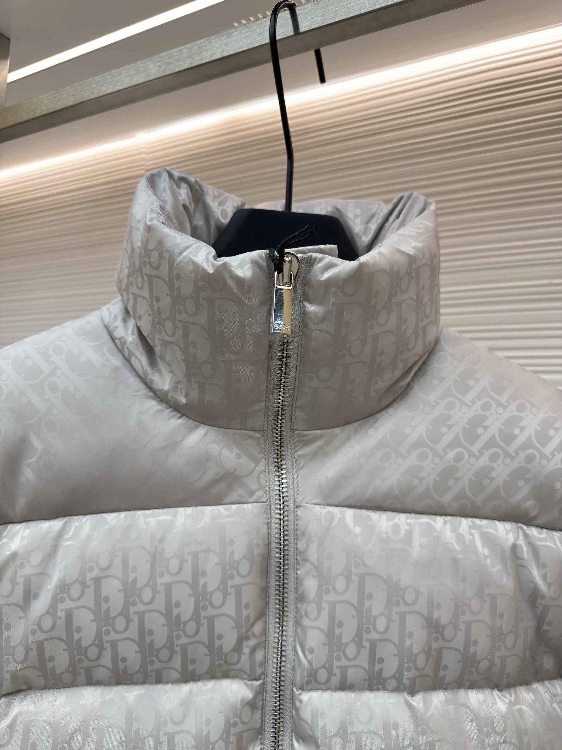 Dior Oblique Silver Technical Jacquard Down Jacket