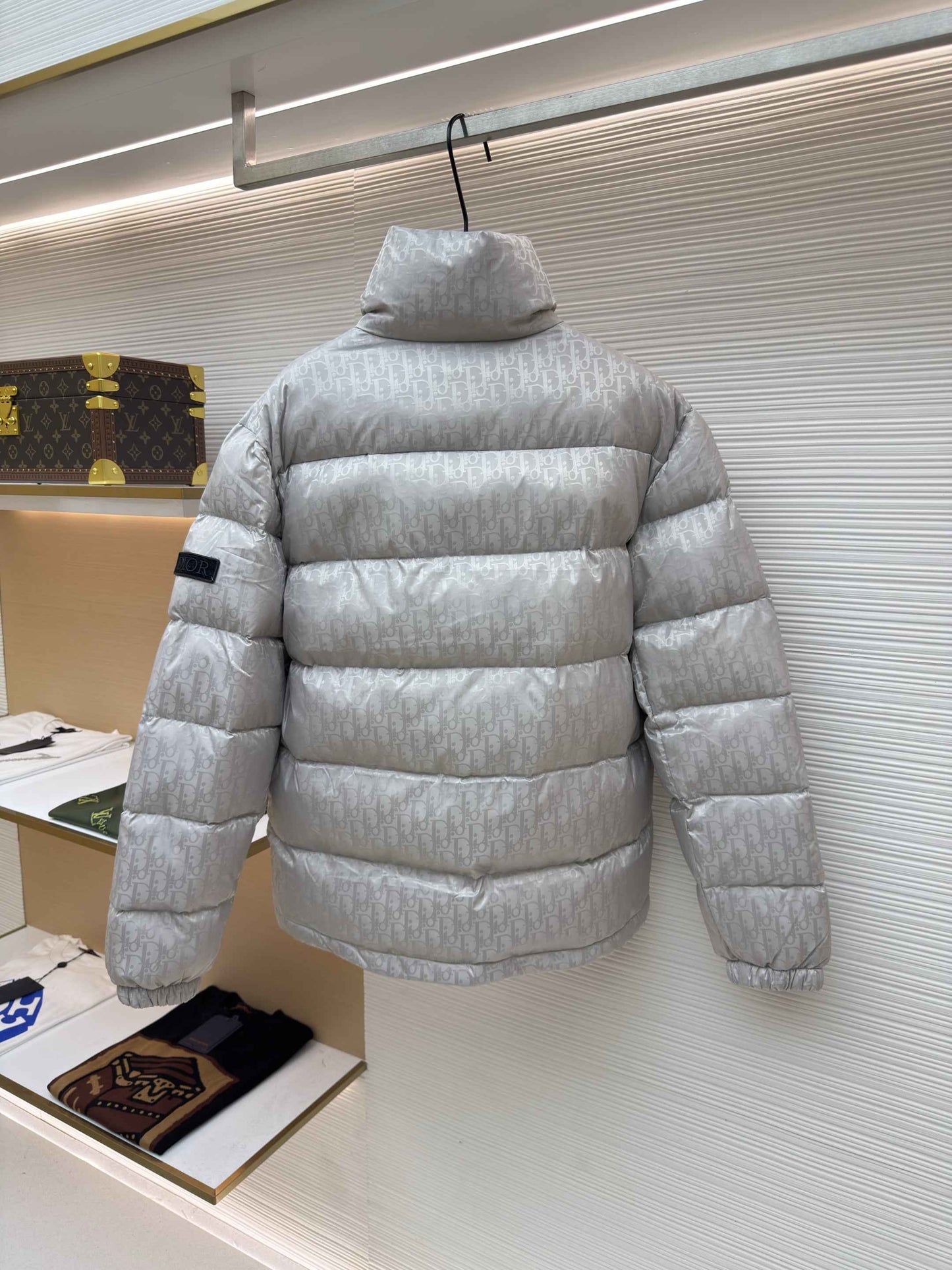 Dior Oblique Silver Technical Jacquard Down Jacket