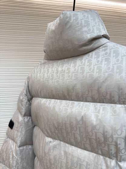 Dior Oblique Silver Technical Jacquard Down Jacket