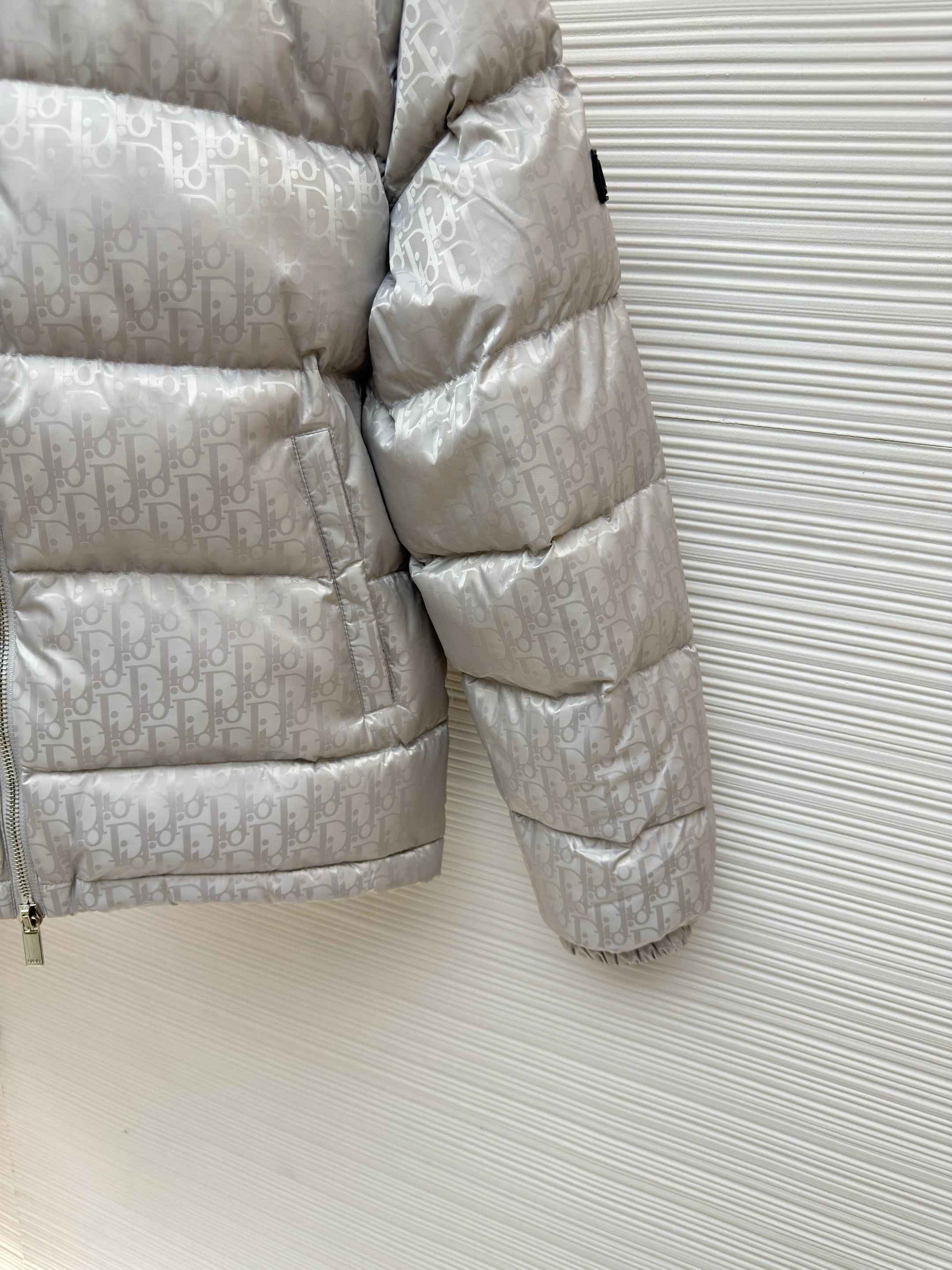 Dior Oblique Silver Technical Jacquard Down Jacket