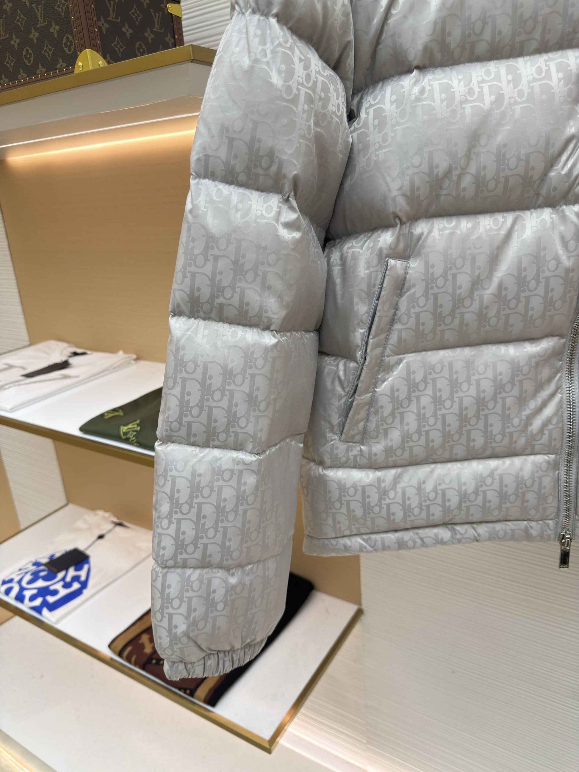 Dior Oblique Silver Technical Jacquard Down Jacket