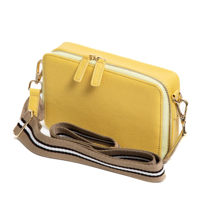 Sophia Full Grain Leather Single Zipper Crossbody MiamiLeathers.com