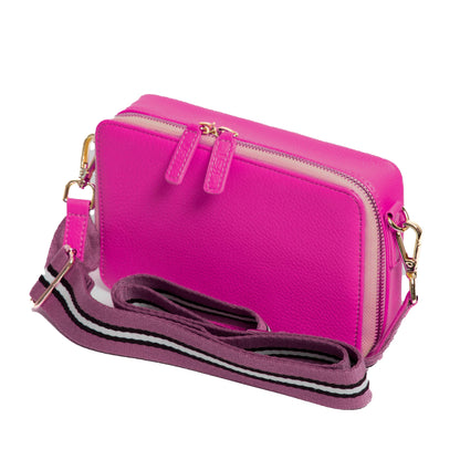 Sophia Full Grain Leather Single Zipper Crossbody MiamiLeathers.com