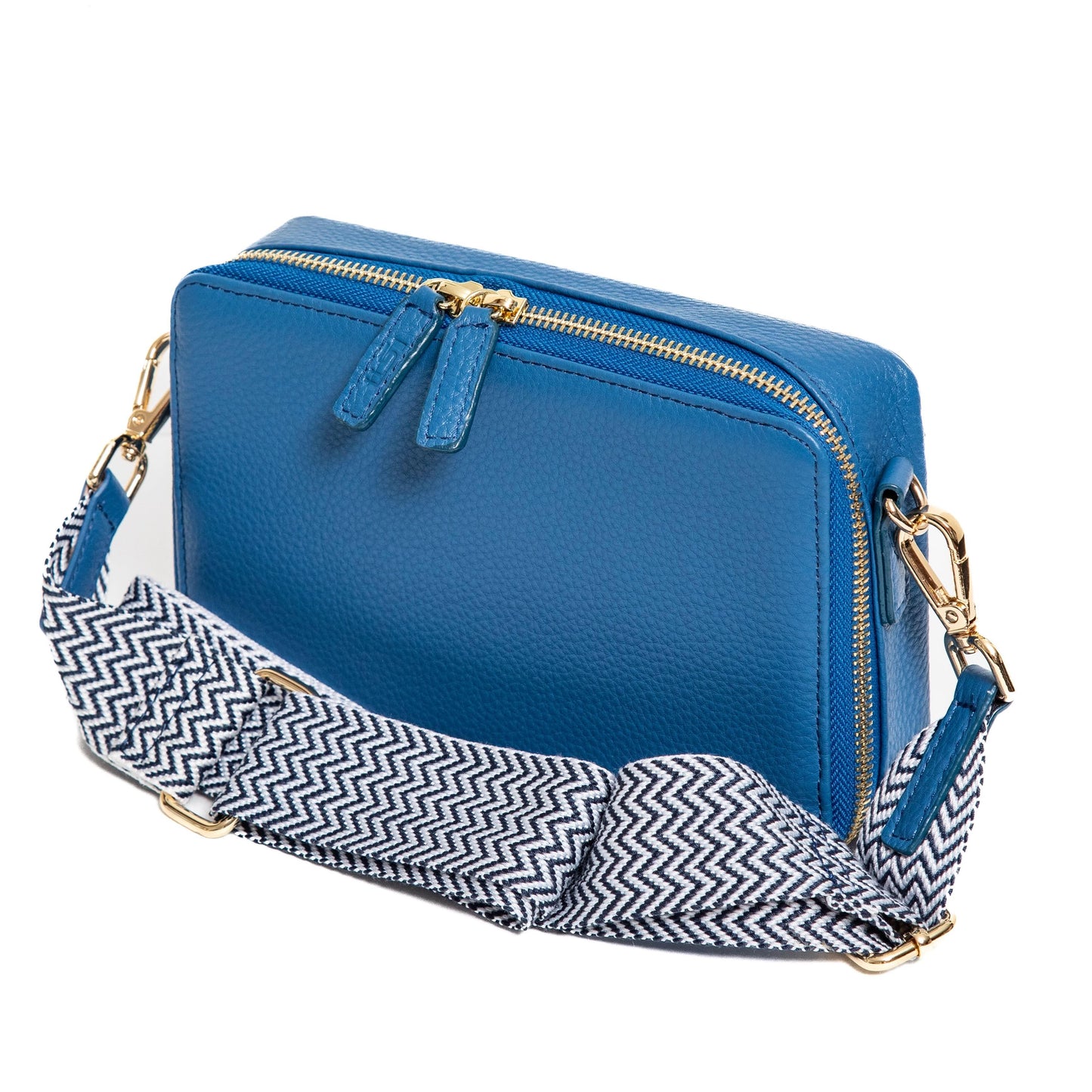 Sophia Full Grain Leather Single Zipper Crossbody MiamiLeathers.com