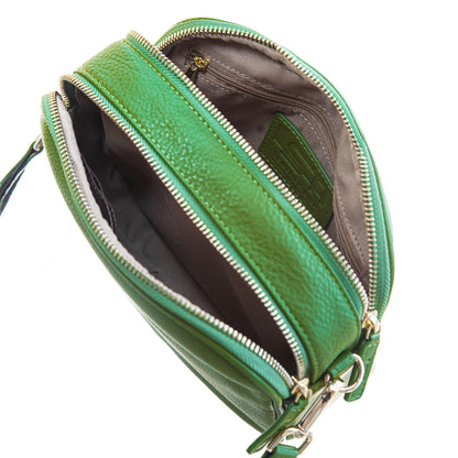 Sophia Double Zipper Leather Crossbody MiamiLeathers.com