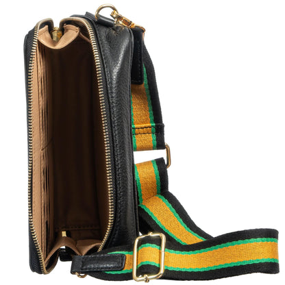 Sophia Full Grain Leather Single Zipper Crossbody MiamiLeathers.com