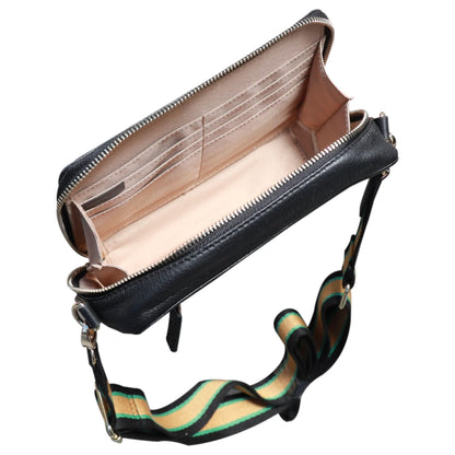 Sophia Full Grain Leather Single Zipper Crossbody MiamiLeathers.com