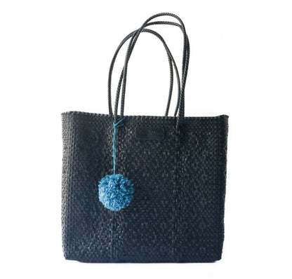 All Black Woven Tote Tin Marin Brand