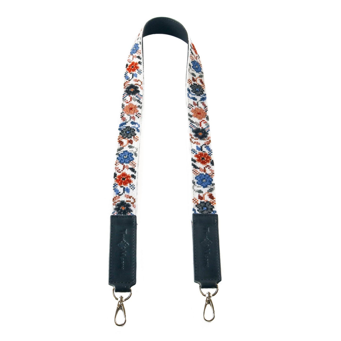 Mai Woven Bag Strap - Flowers with Leather Tin Marin Brand