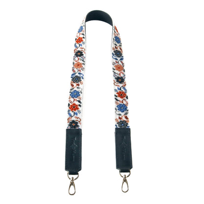 Mai Woven Bag Strap - Flowers with Leather Tin Marin Brand