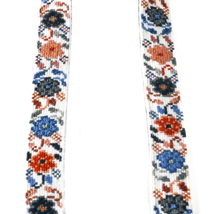 Mai Woven Bag Strap - Flowers with Leather Tin Marin Brand
