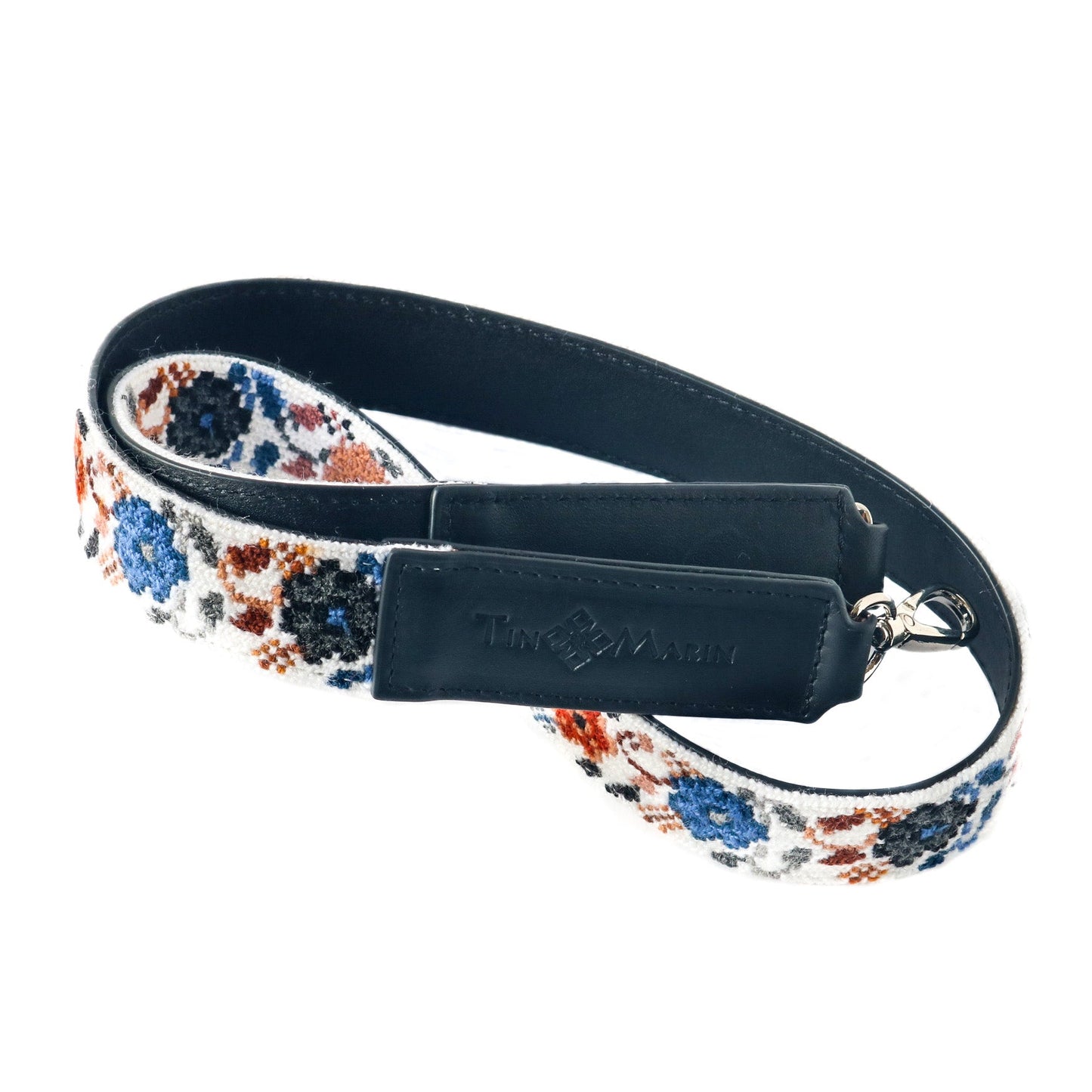 Mai Woven Bag Strap - Flowers with Leather Tin Marin Brand