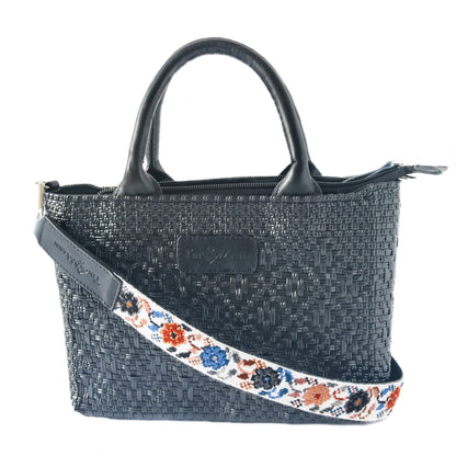 Mai Woven Bag Strap - Flowers with Leather Tin Marin Brand