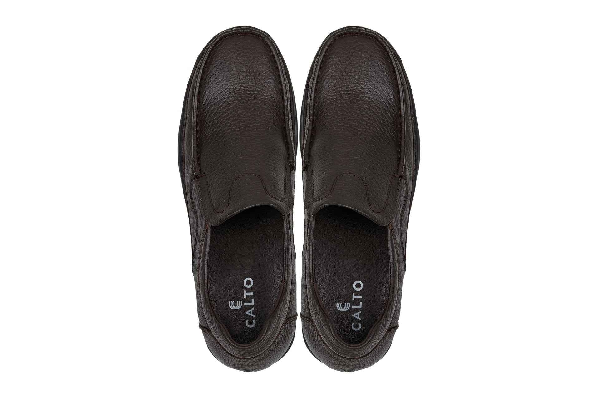 CALTO - G1823 - 3 Inches Taller (Brown) - Lightweight Slip-On Loafer Dress Shoes Tallmenshoes.com