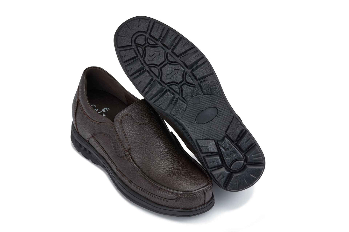 CALTO - G1823 - 3 Inches Taller (Brown) - Lightweight Slip-On Loafer Dress Shoes Tallmenshoes.com