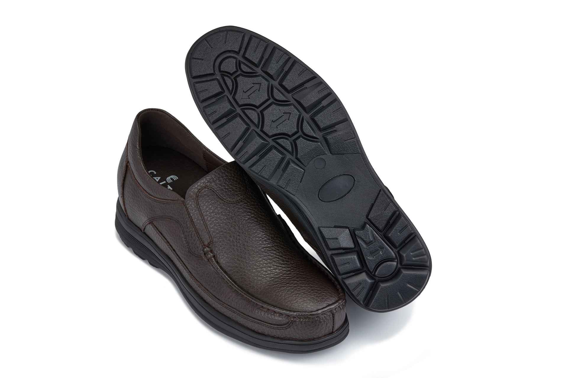 CALTO - G1823 - 3 Inches Taller (Brown) - Lightweight Slip-On Loafer Dress Shoes Tallmenshoes.com