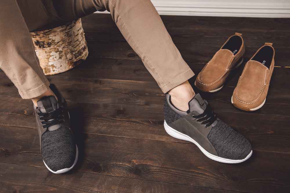 CALTO 3.2-Inch Taller Charcoal Men's Elevator Sneakers - H71923 Tallmenshoes.com
