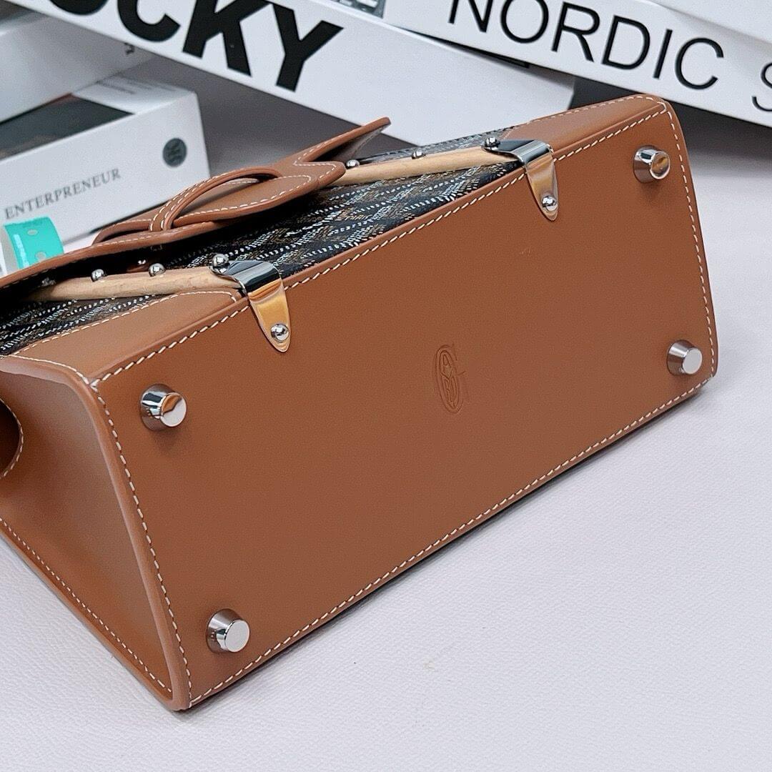 Brown Goyardine Coated Canvas and Leather PM Saigon Top Handle Bag - Wolvess