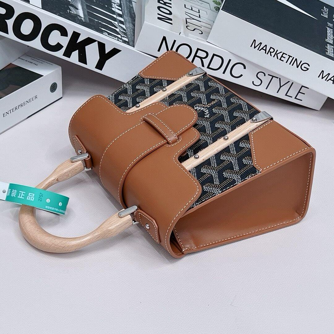 Brown Goyardine Coated Canvas and Leather PM Saigon Top Handle Bag - Wolvess