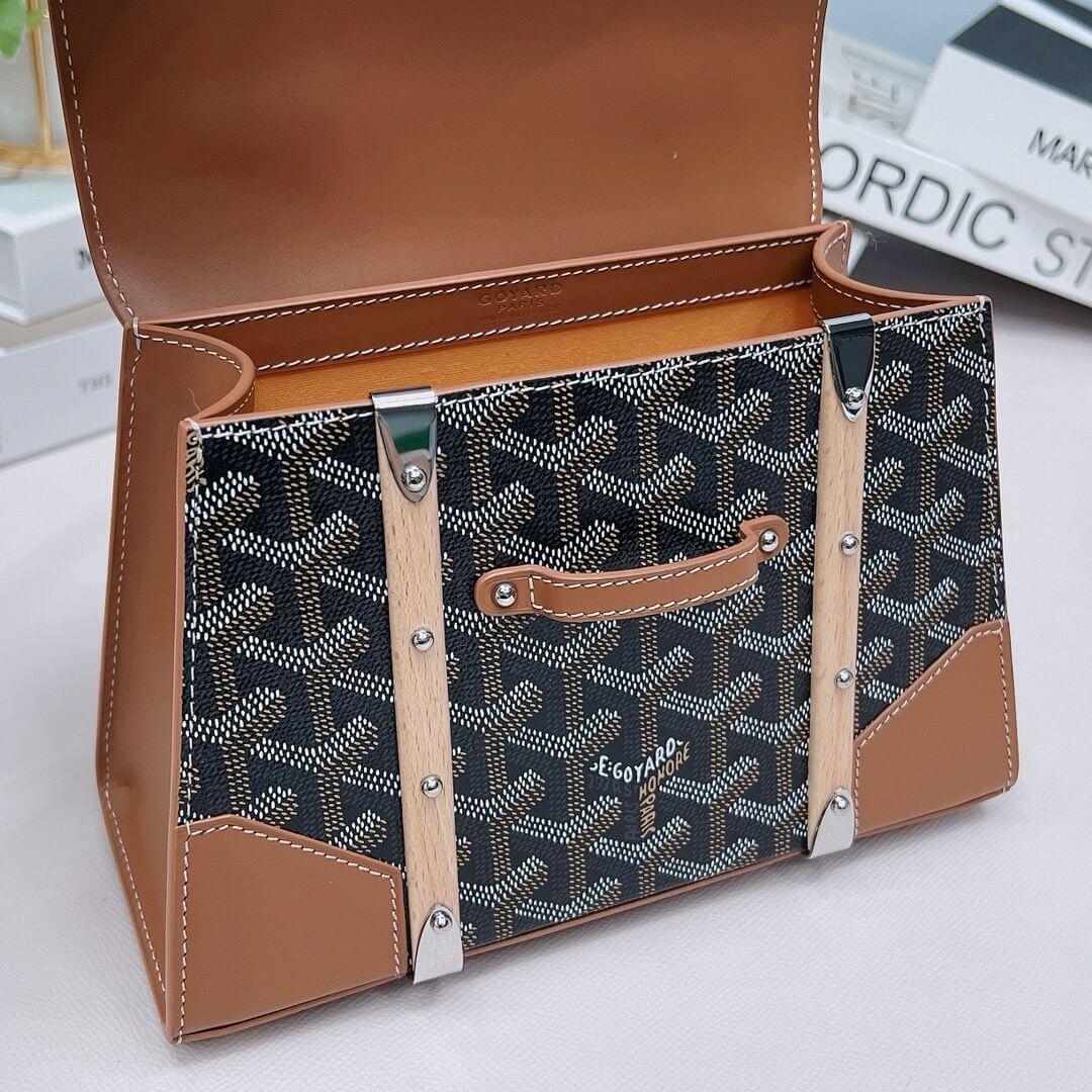 Brown Goyardine Coated Canvas and Leather PM Saigon Top Handle Bag - Wolvess