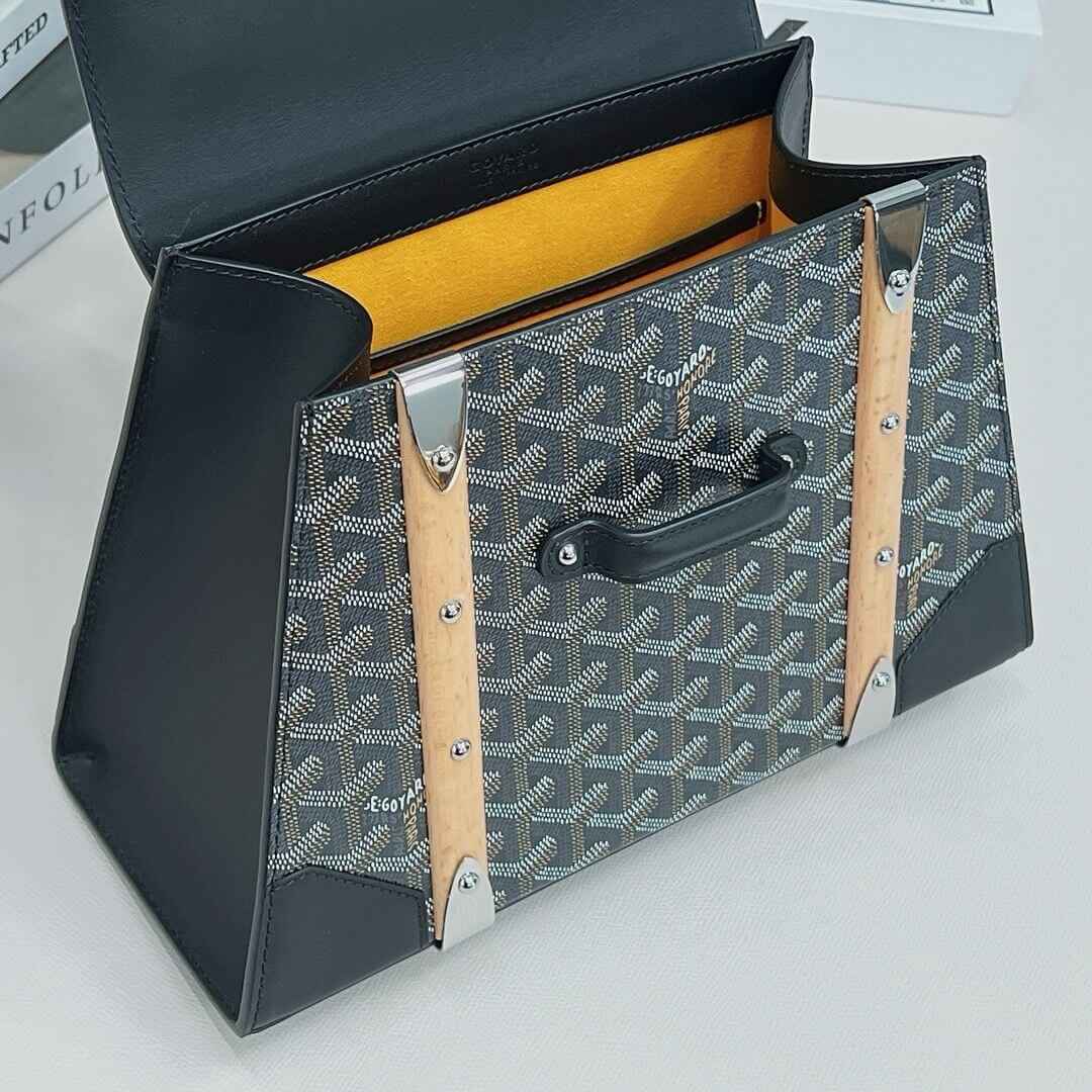 Green Goyardine Coated Canvas and Leather PM Saigon Top Handle Bag