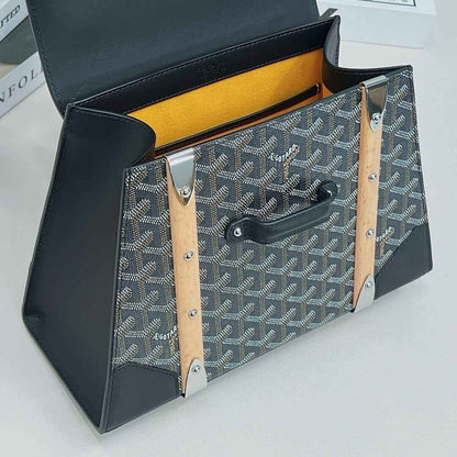 Green Goyardine Coated Canvas and Leather PM Saigon Top Handle Bag