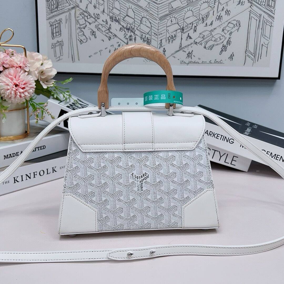 White Goyard Goyardine Coated Canvas and Leather PM Saigon Top Handle Bag - Wolvess