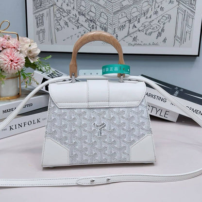 White Goyard Goyardine Coated Canvas and Leather PM Saigon Top Handle Bag - Wolvess