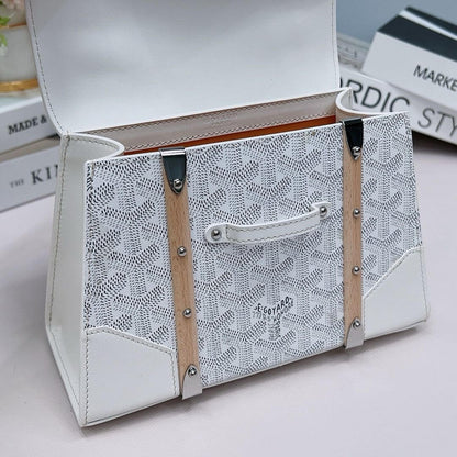 White Goyard Goyardine Coated Canvas and Leather PM Saigon Top Handle Bag - Wolvess