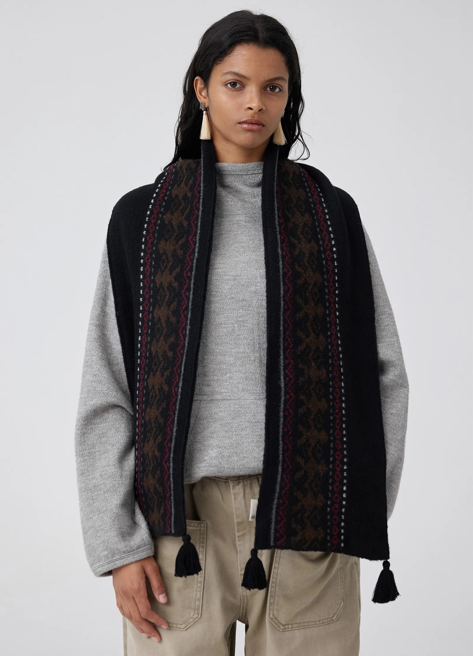 Fair Isle Tassel Scarf - Wolvess