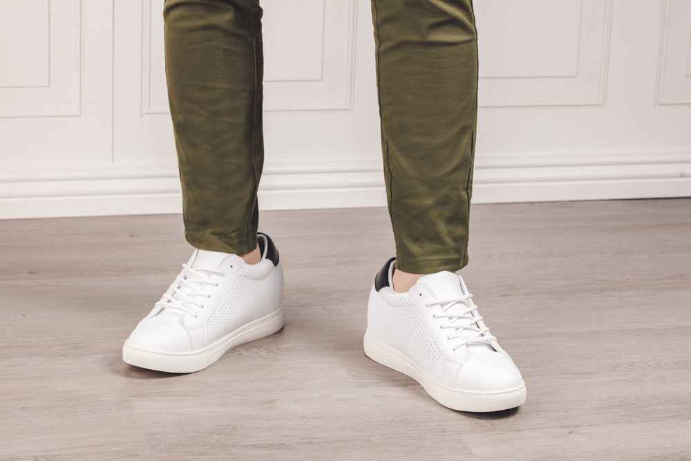 CALTO 2.6-Inch Taller White Elevator Sneakers H0833 Tallmenshoes.com