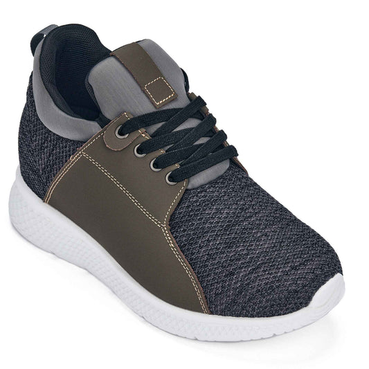 CALTO 3.2-Inch Taller Charcoal Men's Elevator Sneakers - H71923 Tallmenshoes.com