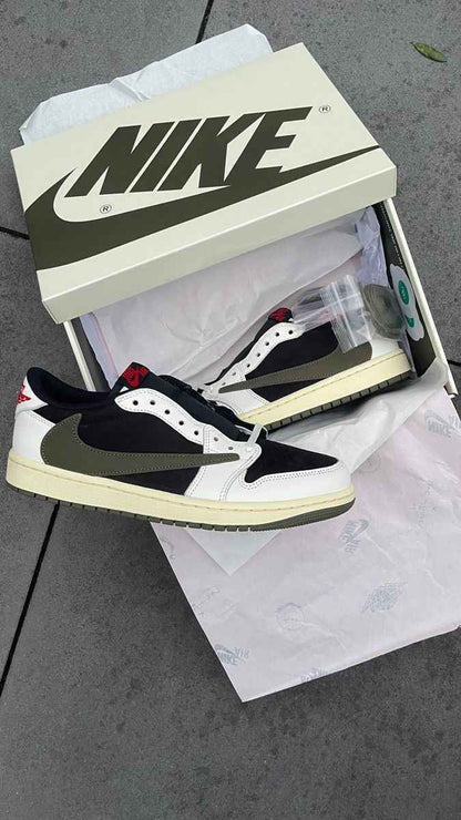 Air Jordan 1 Travis Scott Olive Wmns Limited Edition Retro Low OG Sneakers