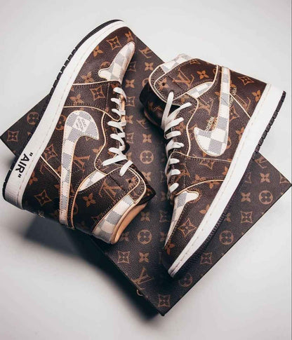 Custom Air Jordan 1 LV OFF-W Monogram Sneakers for Unique Style
