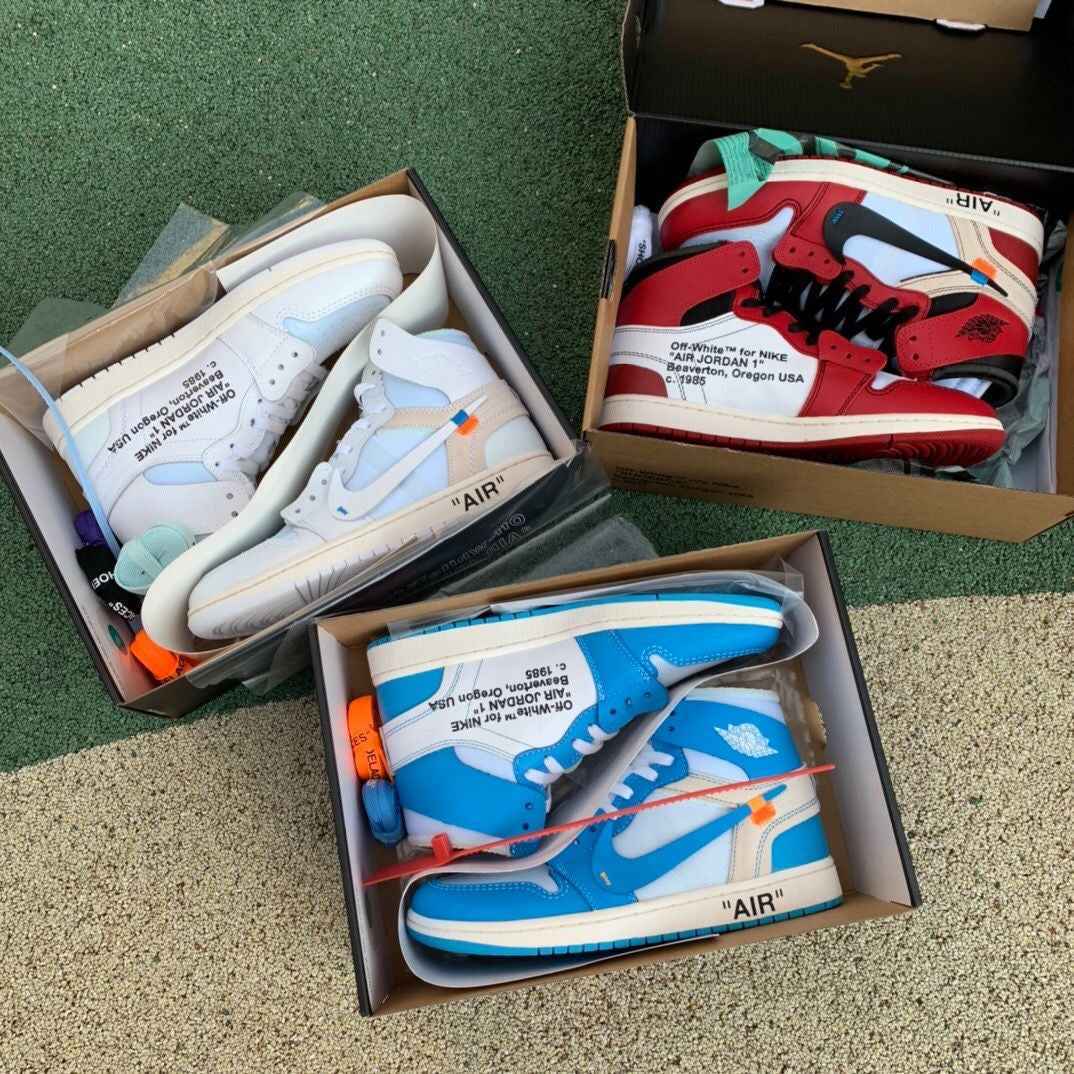 Custom Air Jordan 1 OFF-White Blue Sneakers for Unique Style