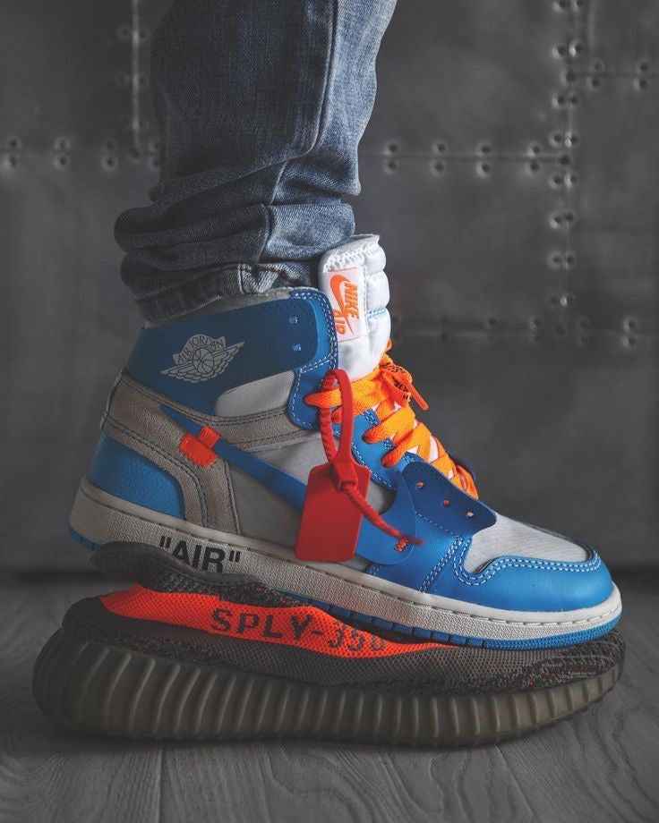 Custom Air Jordan 1 OFF-White Blue Sneakers for Unique Style
