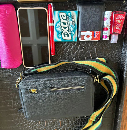 Sophia Full Grain Leather Single Zipper Crossbody MiamiLeathers.com