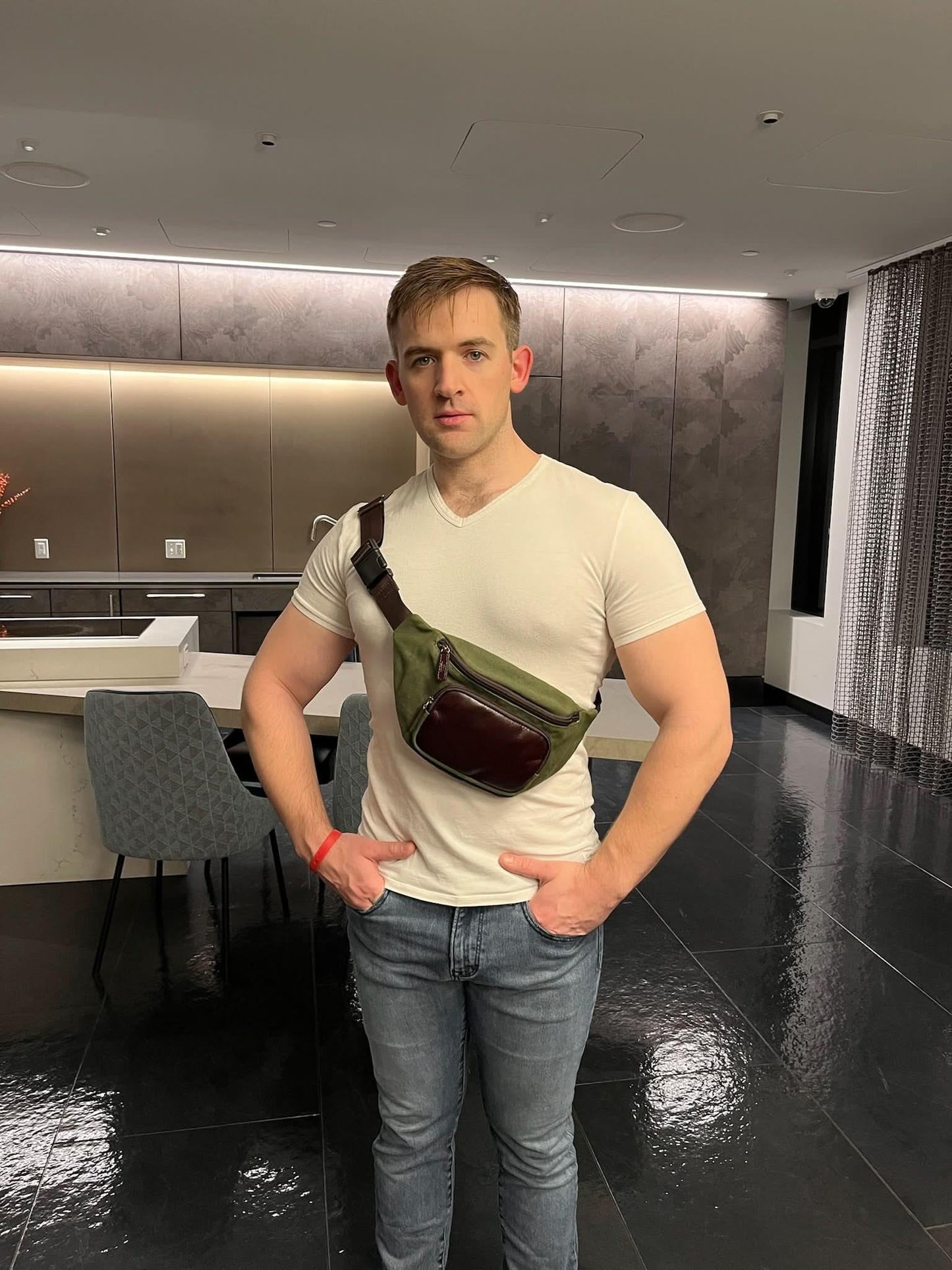 Belt Bag, Maxwell Waxed Canvas Waist Pack MiamiLeathers.com